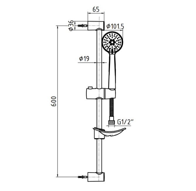 E.C.A. Niobe Sliding Rail Hand Shower Set