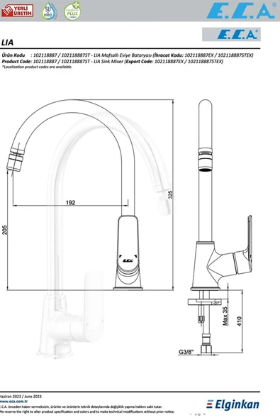 E.C.A. Lia Sink Mixer