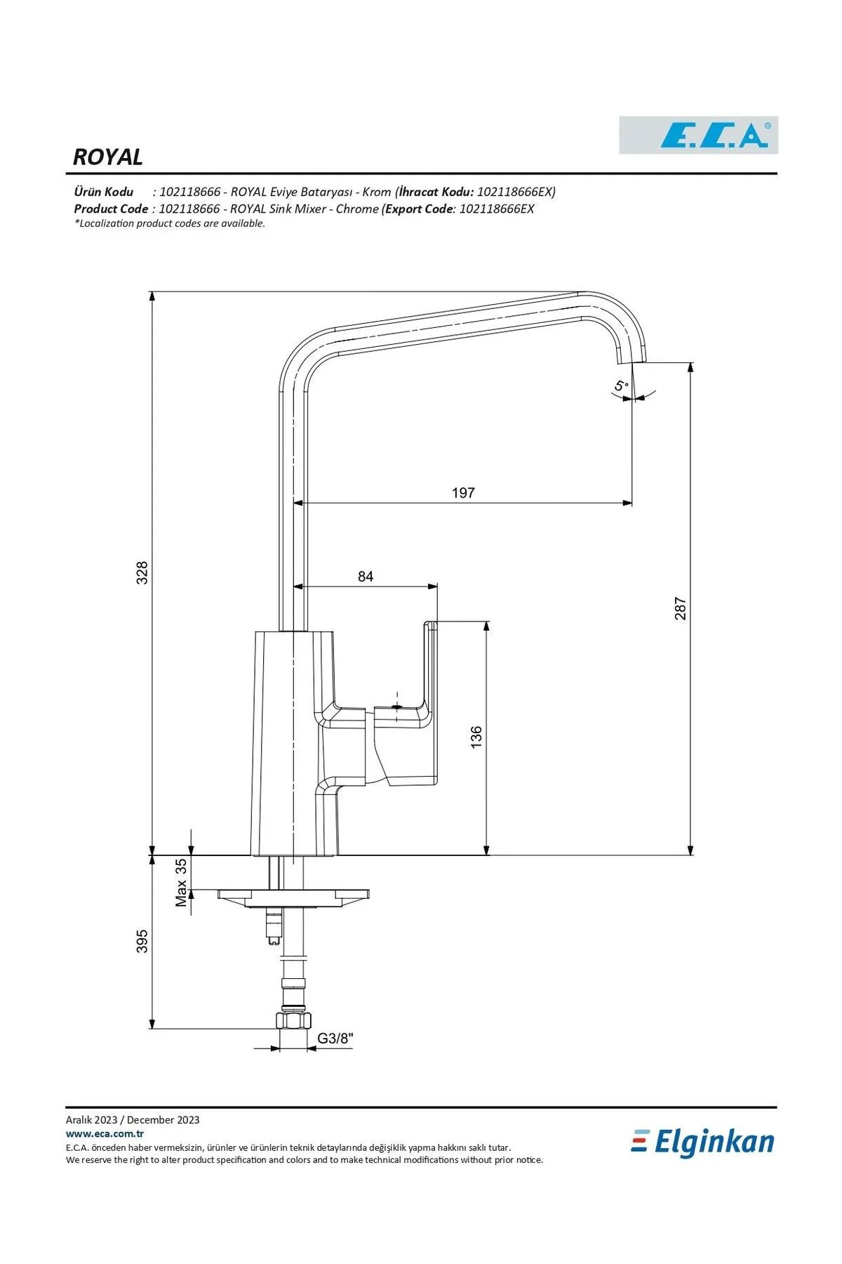 E.C.A. Royal Sink Mixer