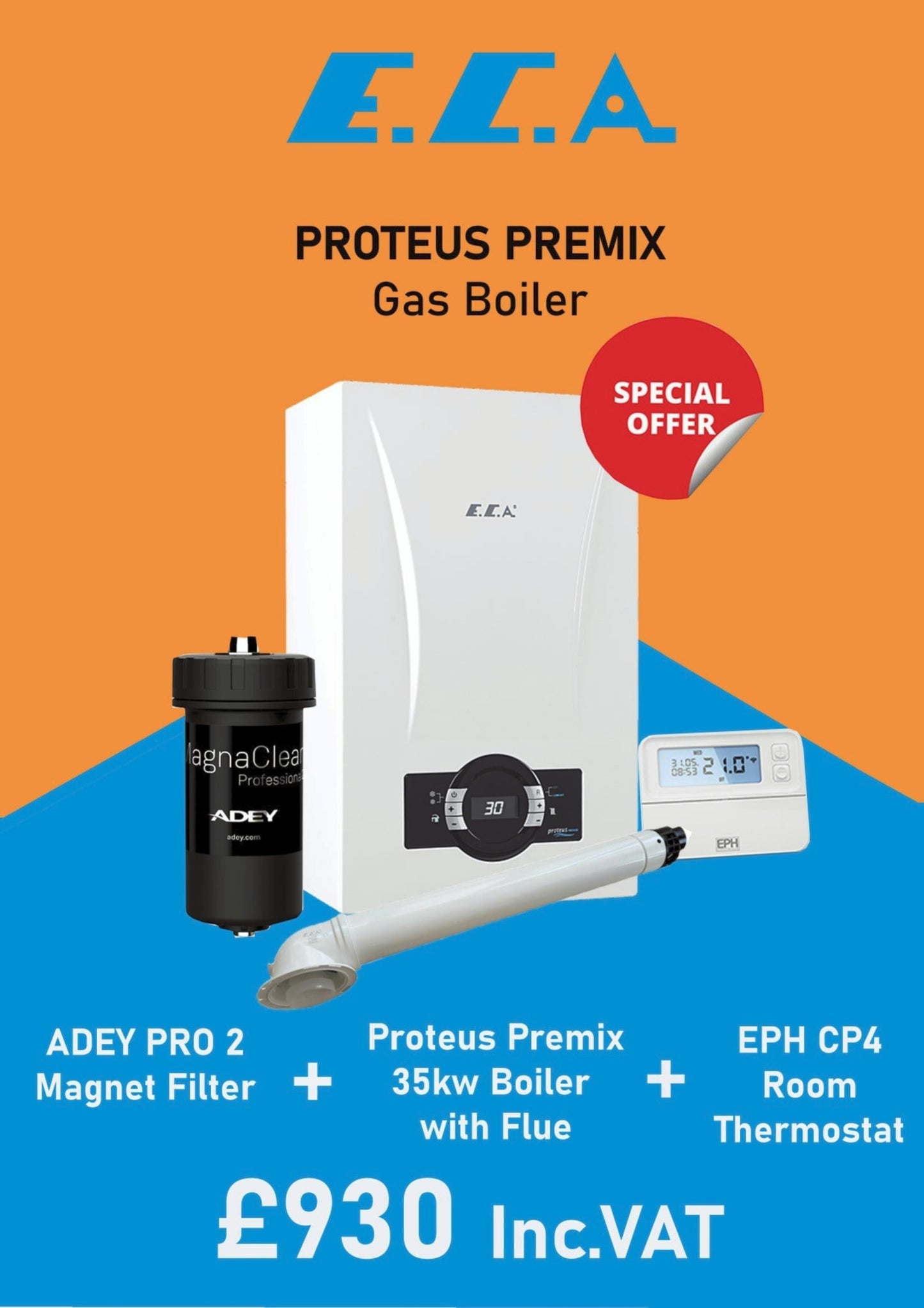 ECA 35KW PROTEUS PREMIX Gas Combi Boiler