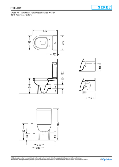 Serel Nita Back-To-Wall Close-Coupled WC Pan (63 × 35.5 cm)