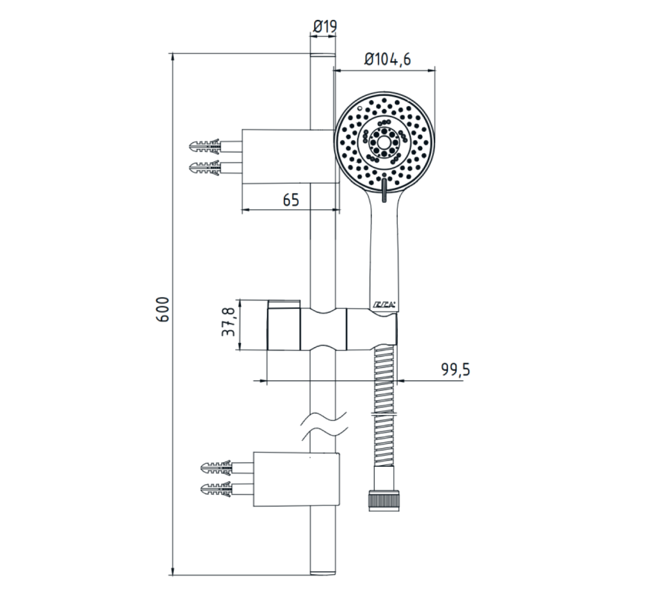 E.C.A. Logica Plus Sliding Rail Hand Shower Set
