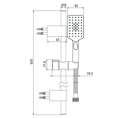 E.C.A. Tiera Plus Sliding.Rail Hand Shower Set Matte B