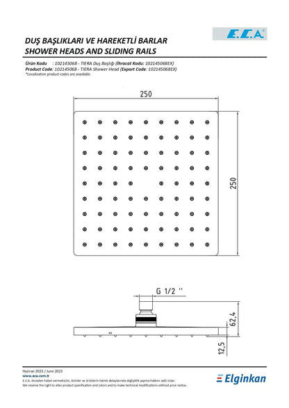 E.C.A. Tiera Shower Head 250X250