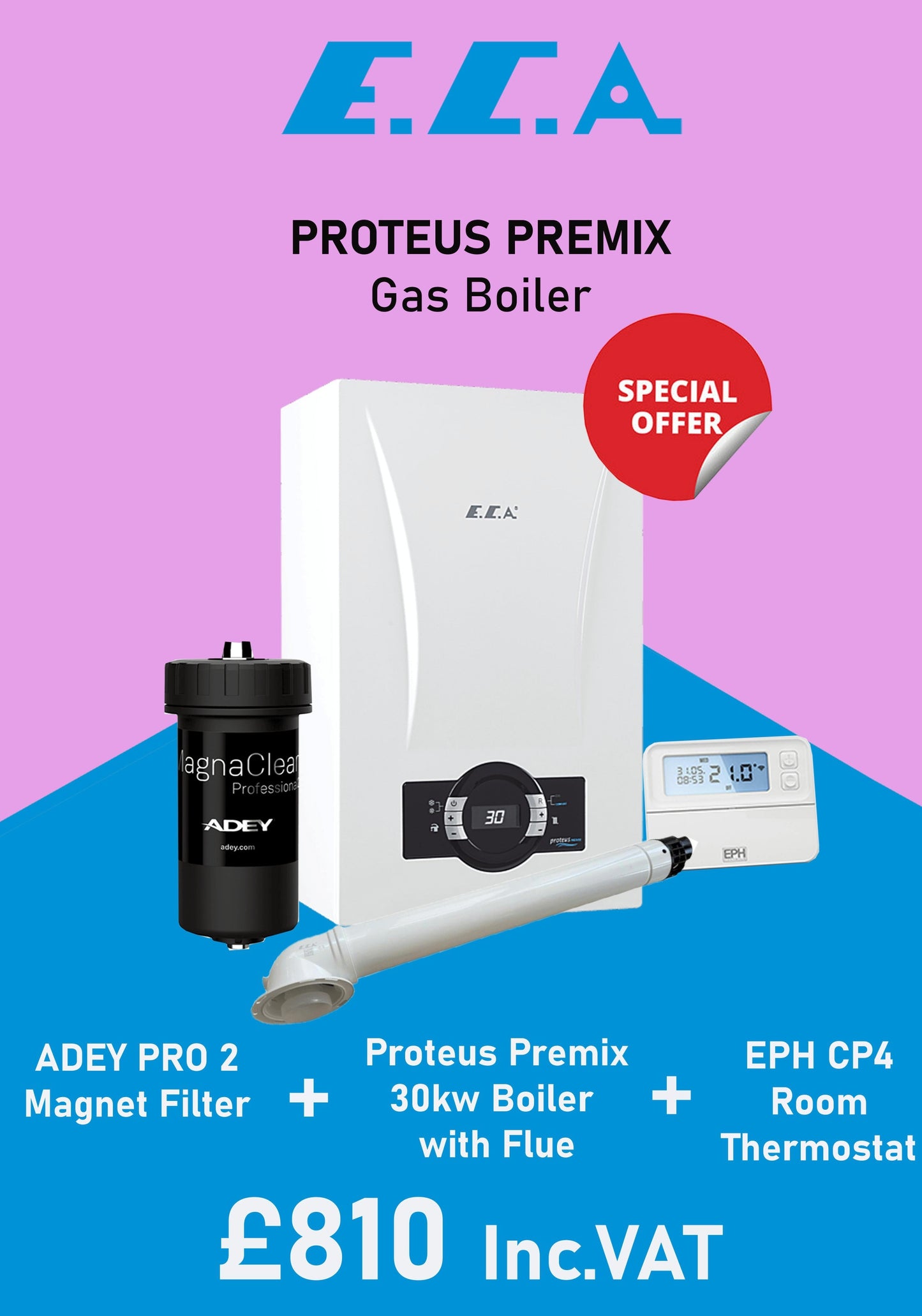 ECA 30KW PROTEUS PREMIX Gas Combi Boiler