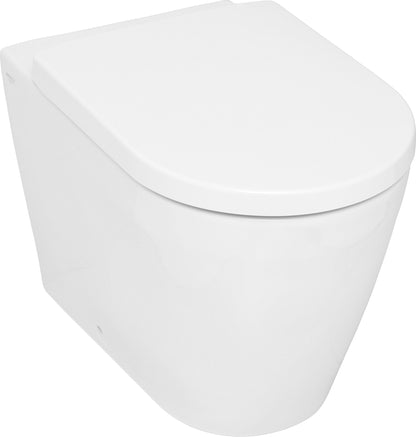 White toilet bowl with seat on a white background