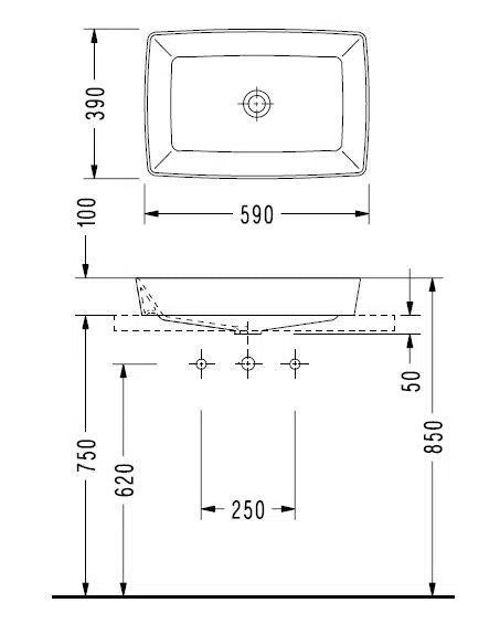 Serel Rita Countertop Washbasin (39 × 59 cm)