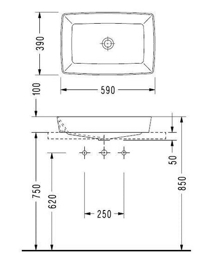 Serel Rita Countertop Washbasin (39 × 59 cm)